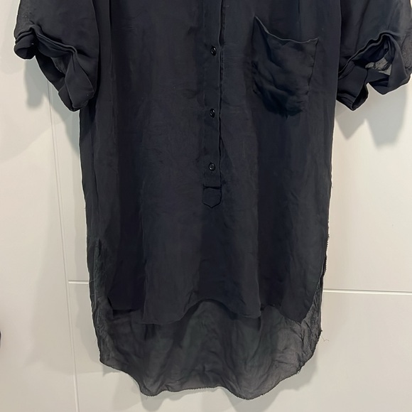 🇺🇸 Aritzia Wilfred black 100% silk short sleeve blouse size XXS - Picture 4 of 9